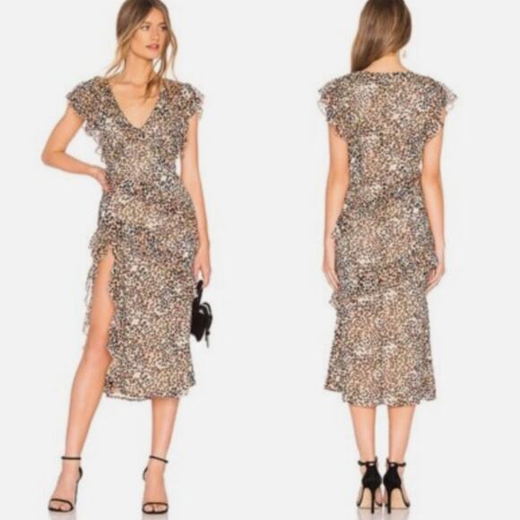 Majorelle Jasmina Leopard Midi Dress Size Large - Picture 1 of 11